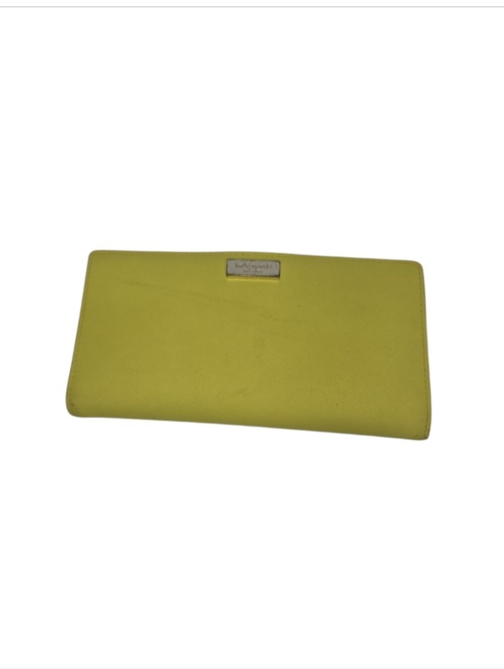 Kate Spade Lemon Yellow Saffiano Leather Slim Bifold Snap Close Wallet